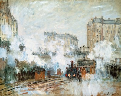 Exterior de la Gare Saint-Lazare, Llegada de un Tren, 1877 de Claude Monet